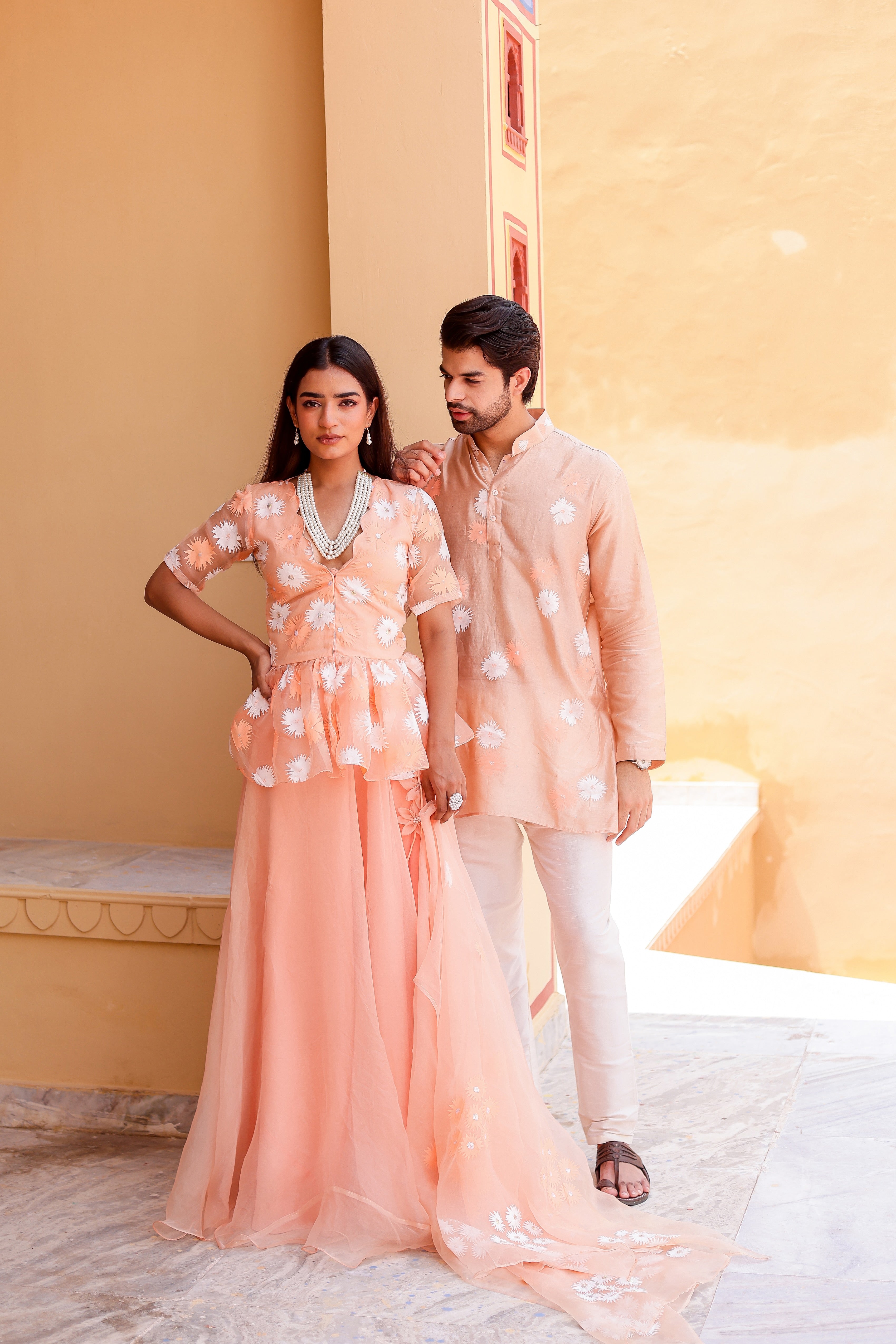 Peach Handpainted Twinning Set for Him & Her
