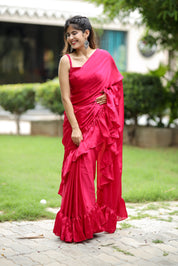 Renee Ruffle (Printed Satin Silk Saree)