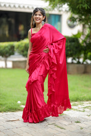 Renee Ruffle (Printed Satin Silk Saree)