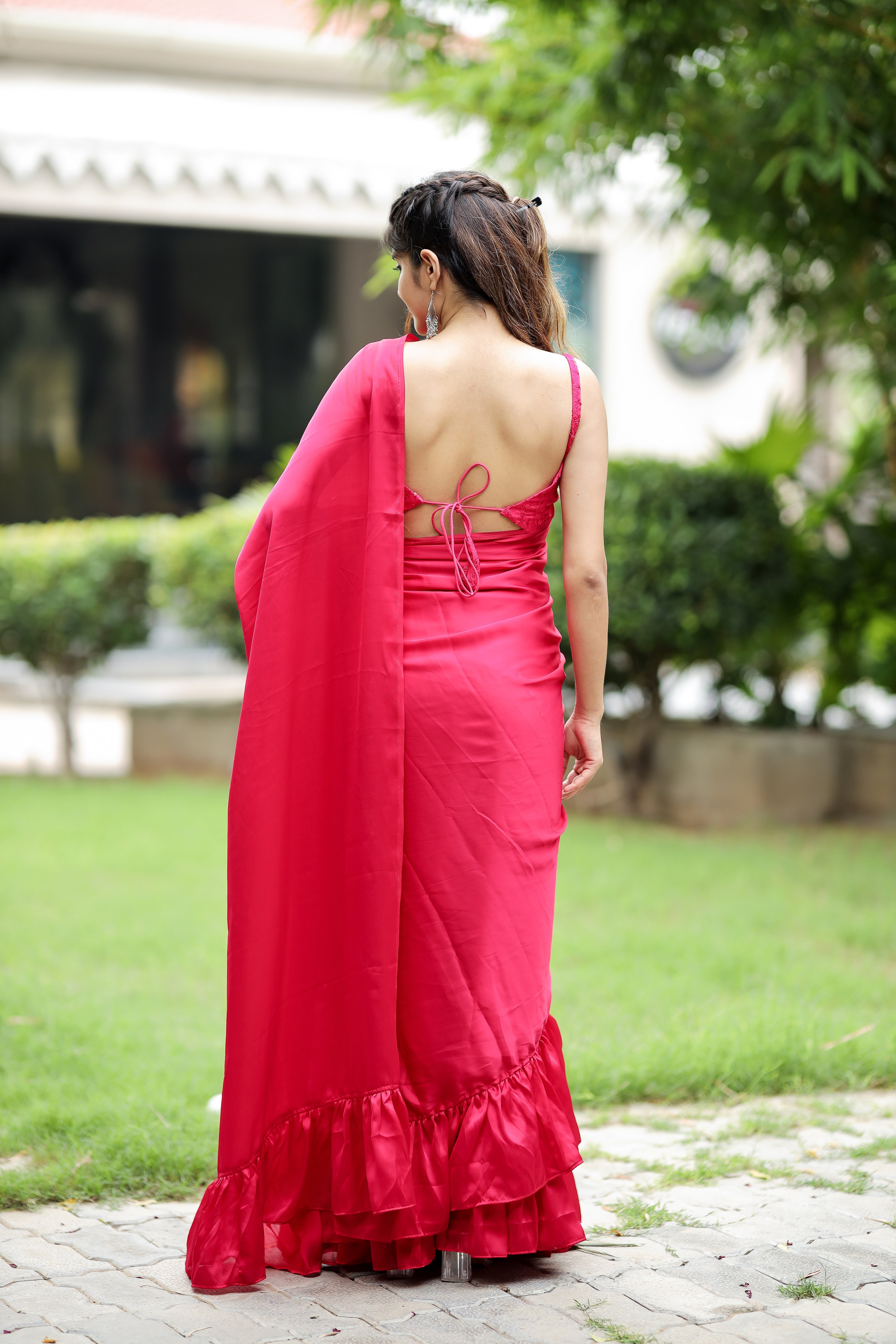 Renee Ruffle (Printed Satin Silk Saree)