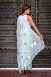 Blue Horizon (Handpainted Chiffon Saree)