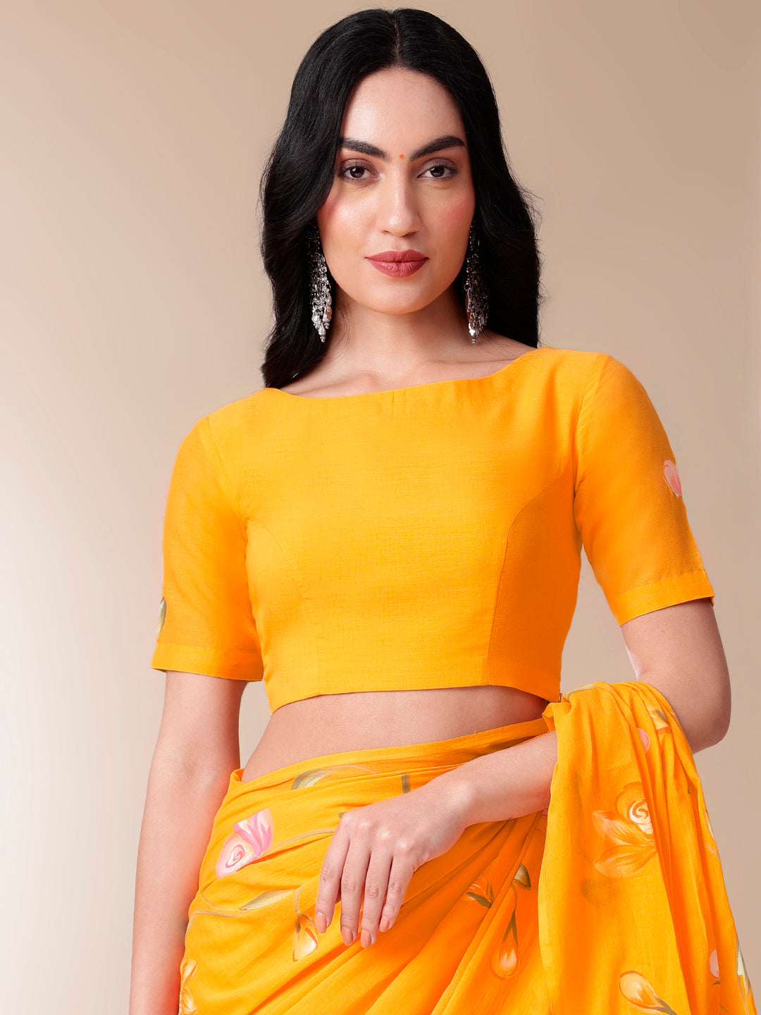 Sunset Splendor Mal Mal Saree (Handpainted Orange Mal Mal Saree)