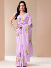 Gentle Gleam - Handpainted Lavendar Mal Mal Saree