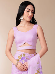 Gentle Gleam - Handpainted Lavendar Mal Mal Saree