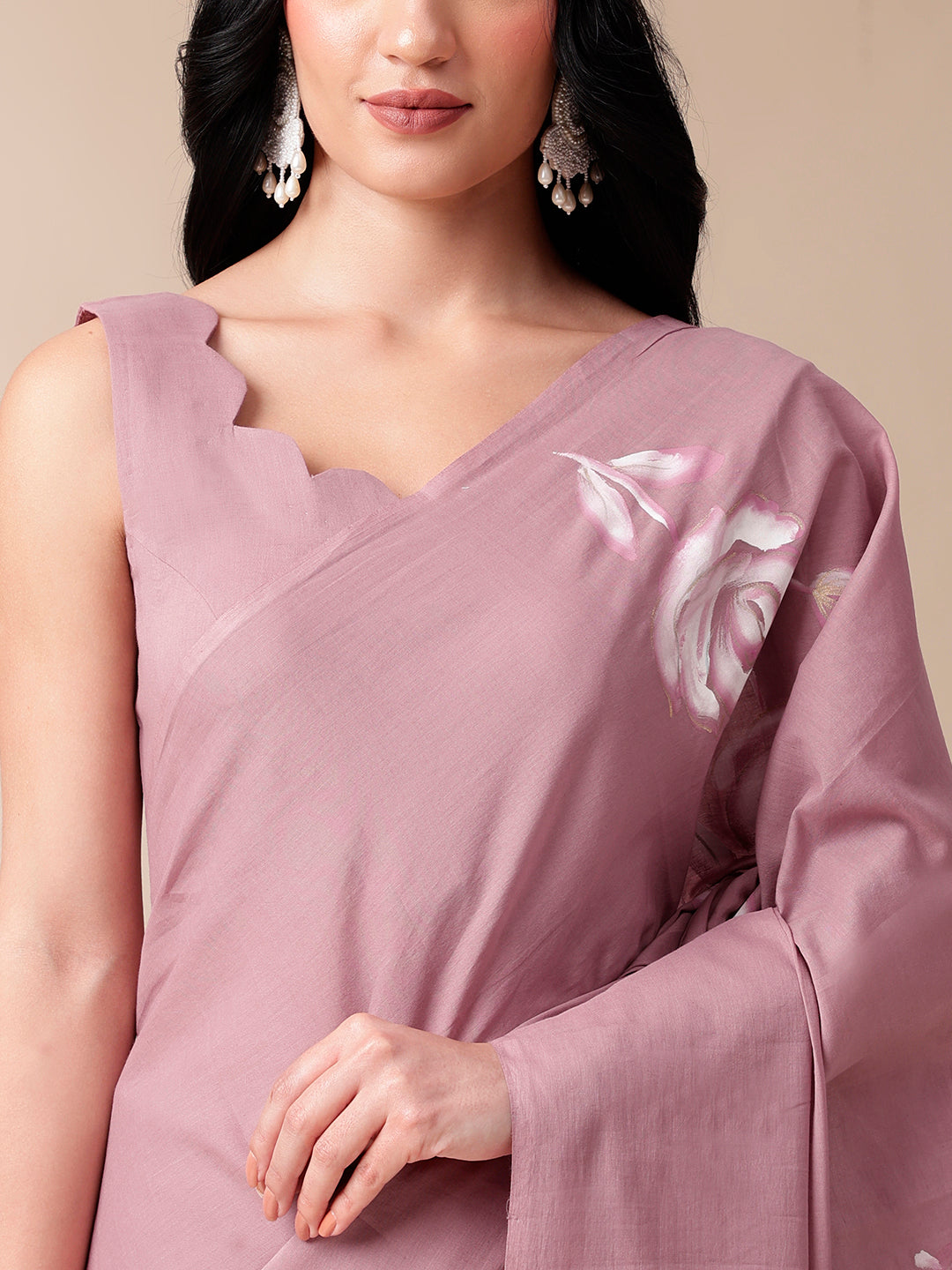 Serene Splendor - Handpainted Mal Mal Saree
