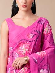 Calm Canvas - Handpainted MalMal Saree