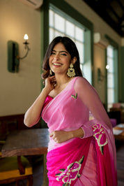 Intricate blossom elegance (Sequins Handwork Saree)