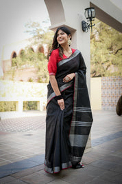 Black Linen Saree