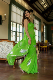 Crafted Comfort (Sequins Handwork Pure Chiffon Saree)