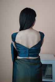 Satin Sheen - Satin Silk Saree (Grey & Blue)