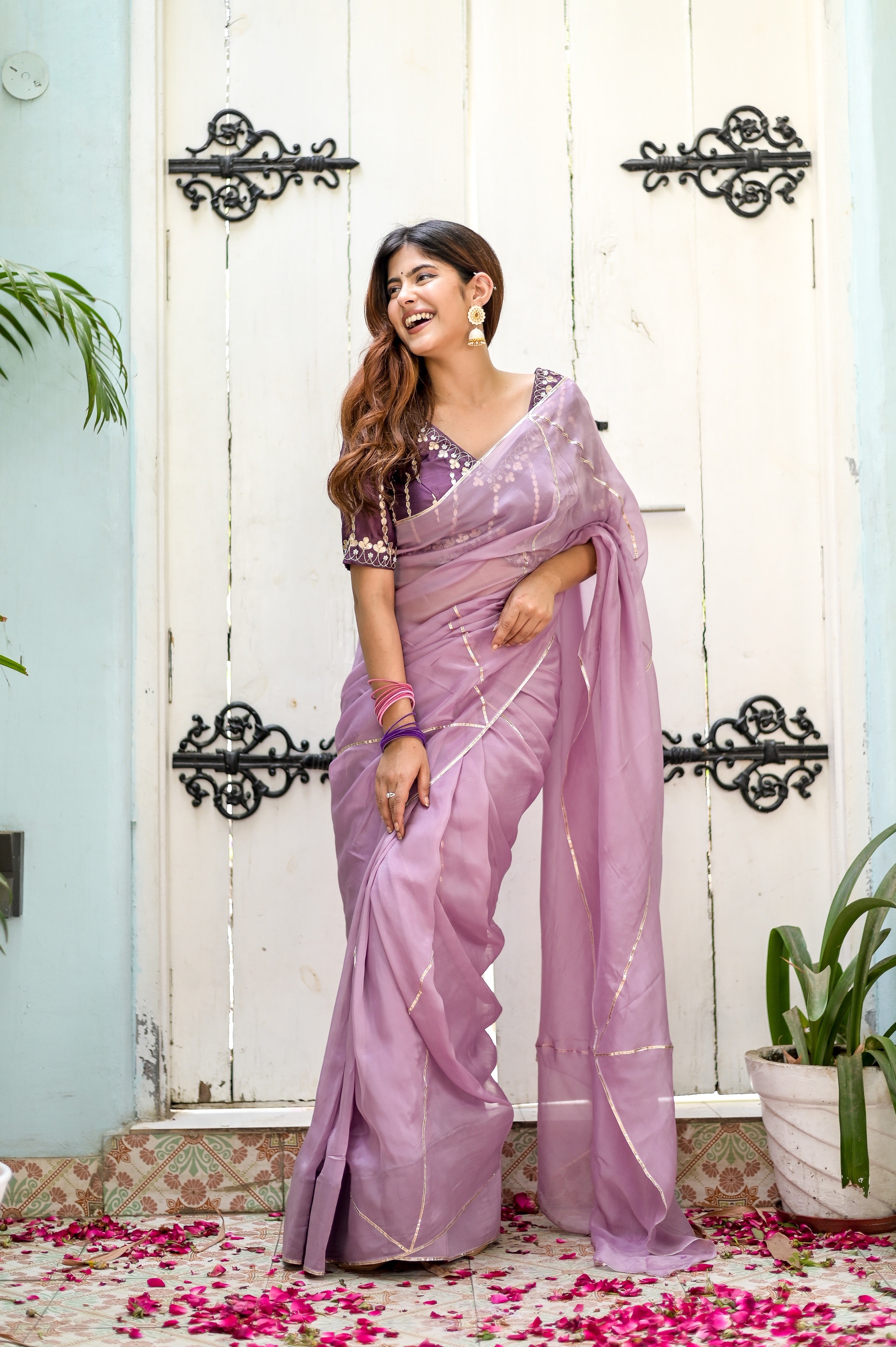 Princessa (Pure Silk Organza Saree with Hand Embroidered Gota Blouse)