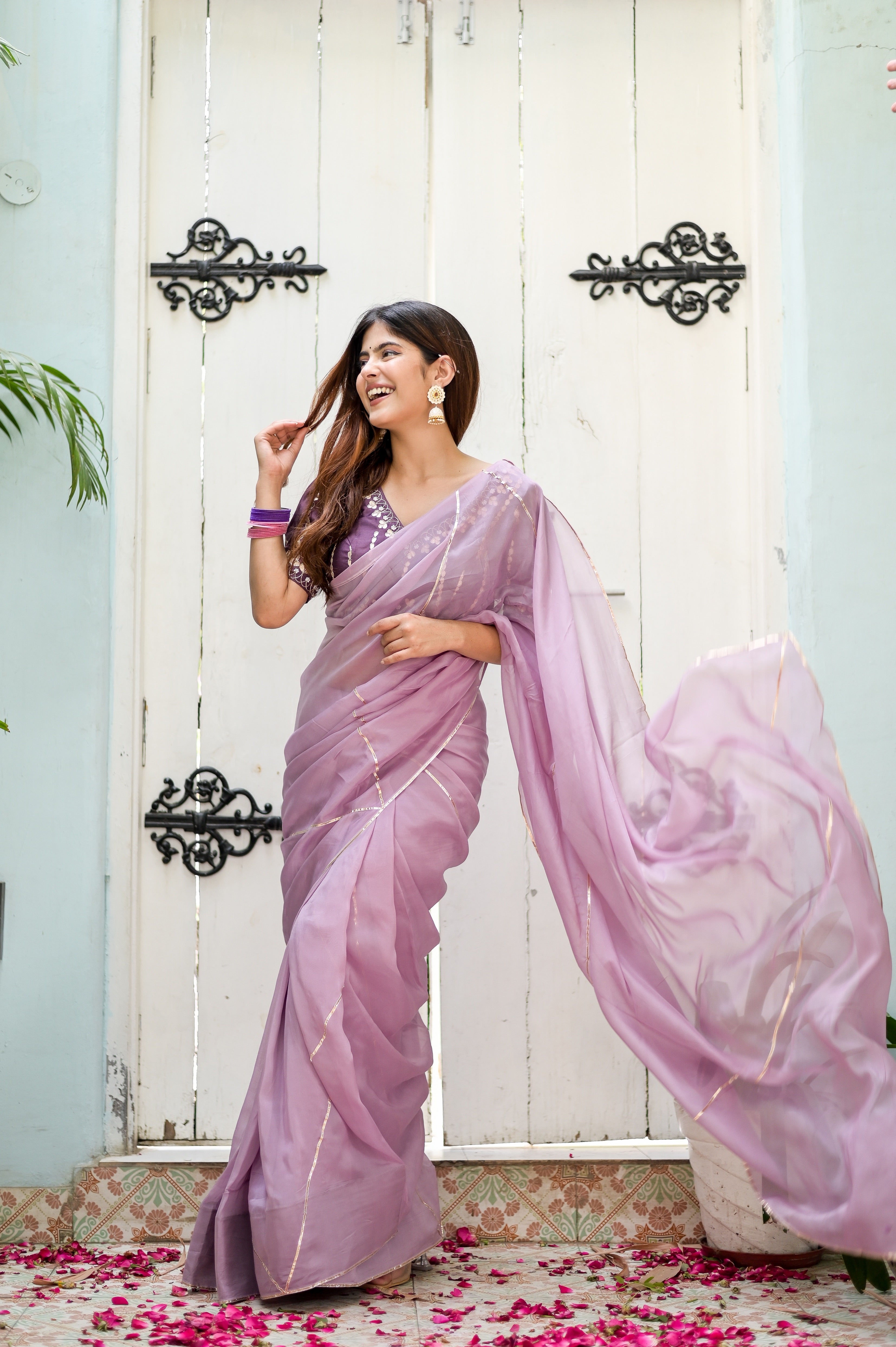 Princessa (Pure Silk Organza Saree with Hand Embroidered Gota Blouse)