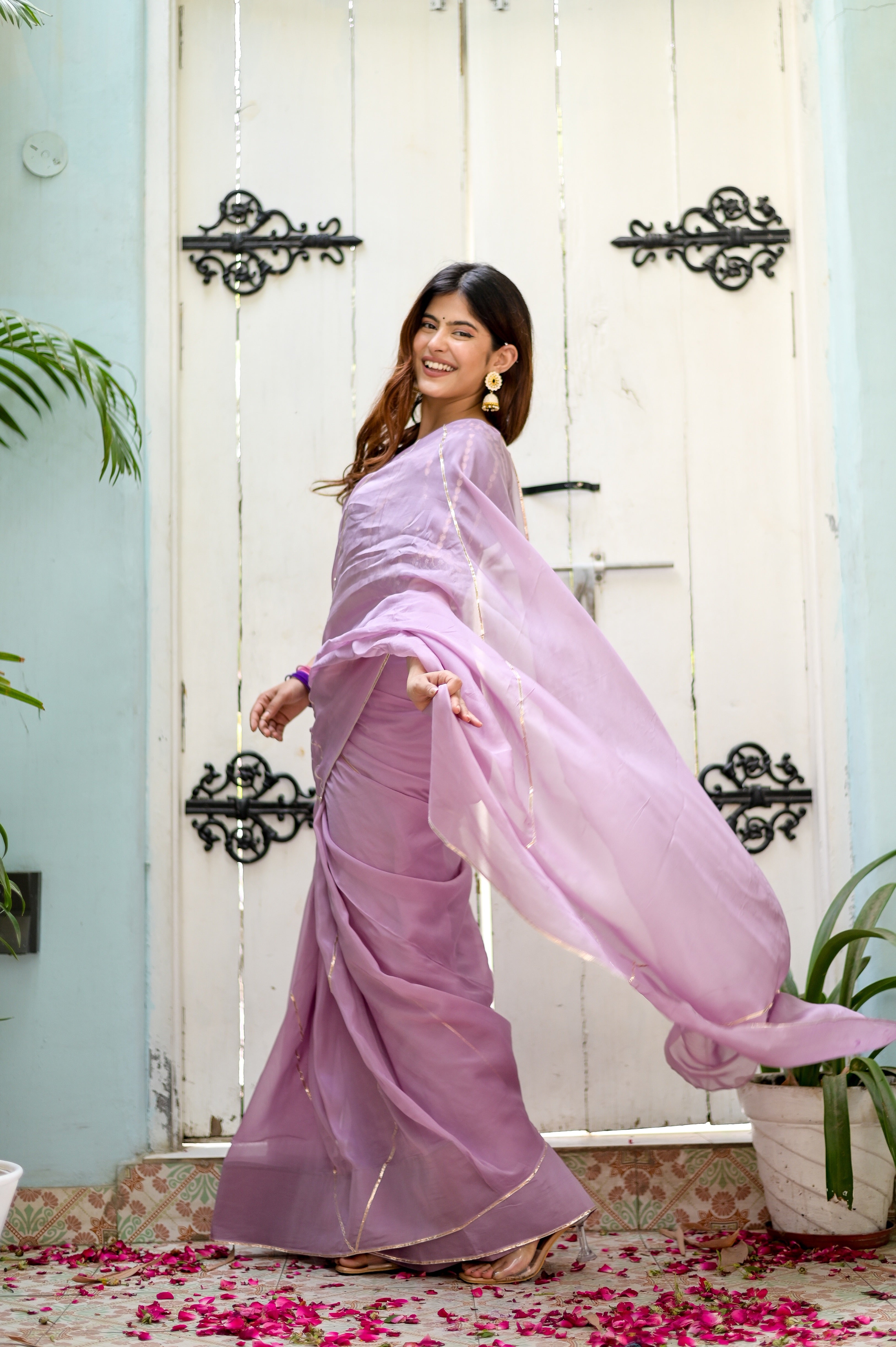 Princessa (Pure Silk Organza Saree with Hand Embroidered Gota Blouse)