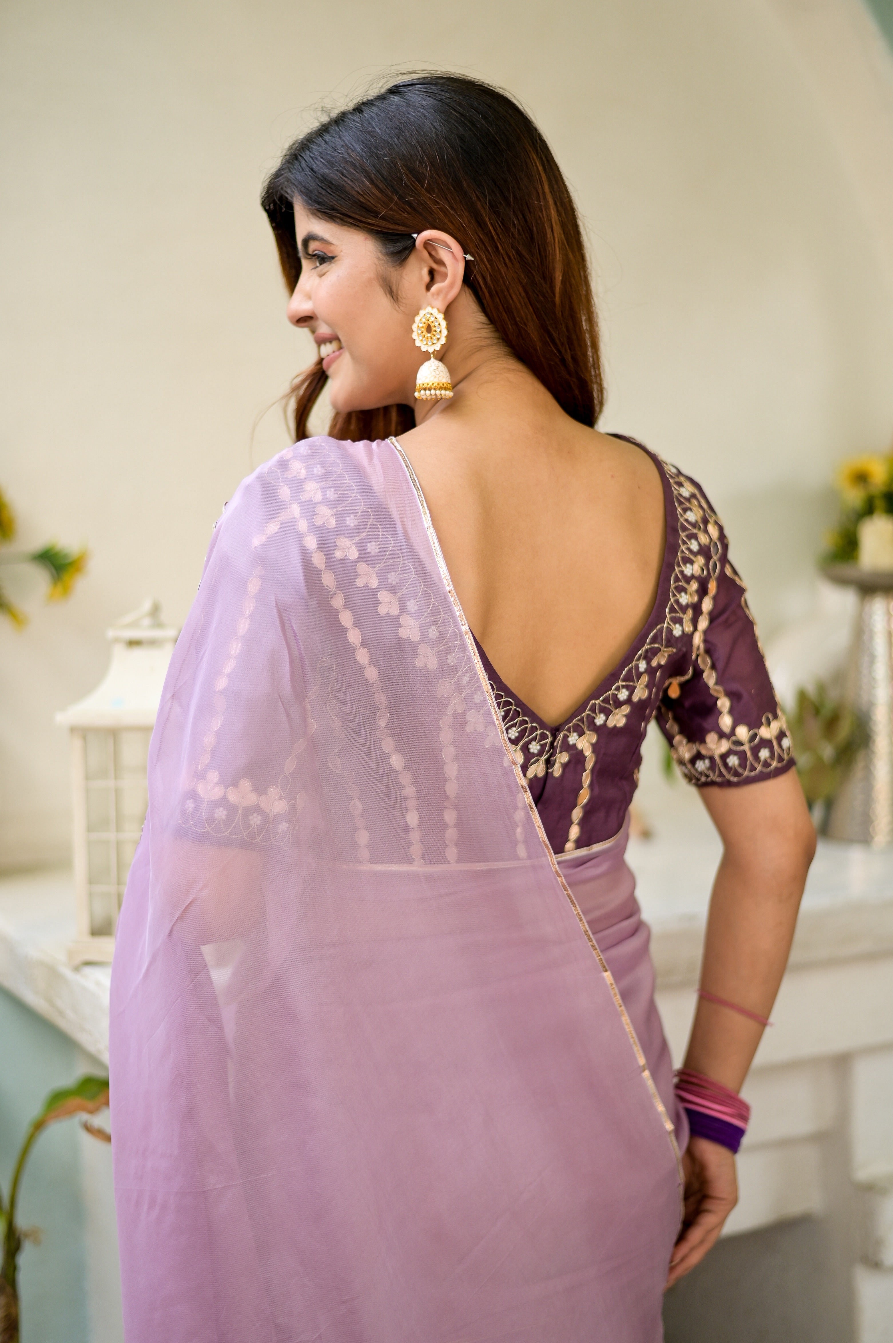 Princessa (Pure Silk Organza Saree with Hand Embroidered Gota Blouse)
