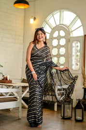 Midnight Magic (Pure Georgette Zari Striped Saree)