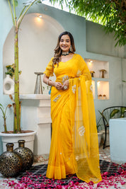 Golden Glow (Gota Embroidered Chiffon Saree)