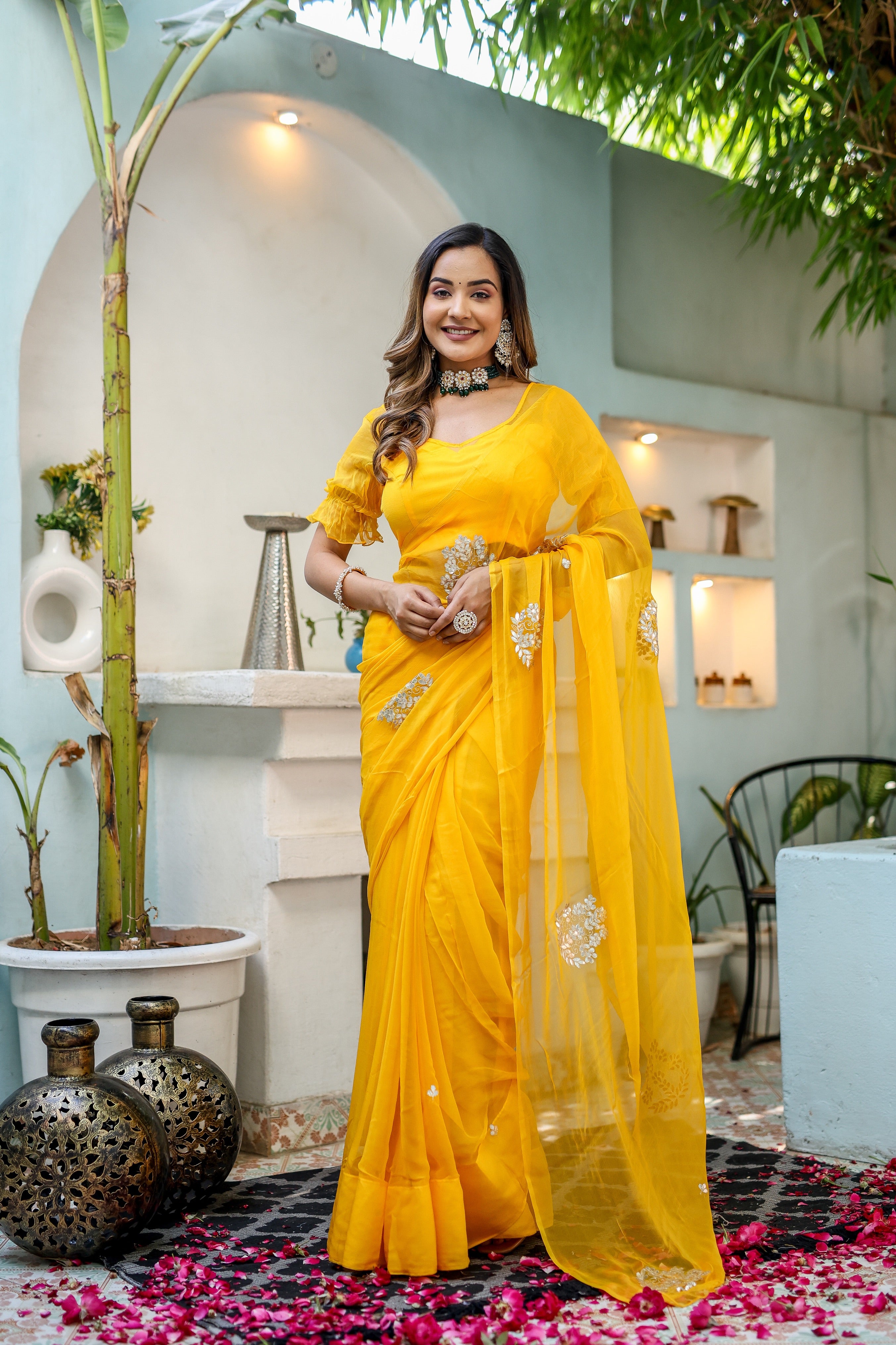 Golden Glow (Gota Embroidered Chiffon Saree)