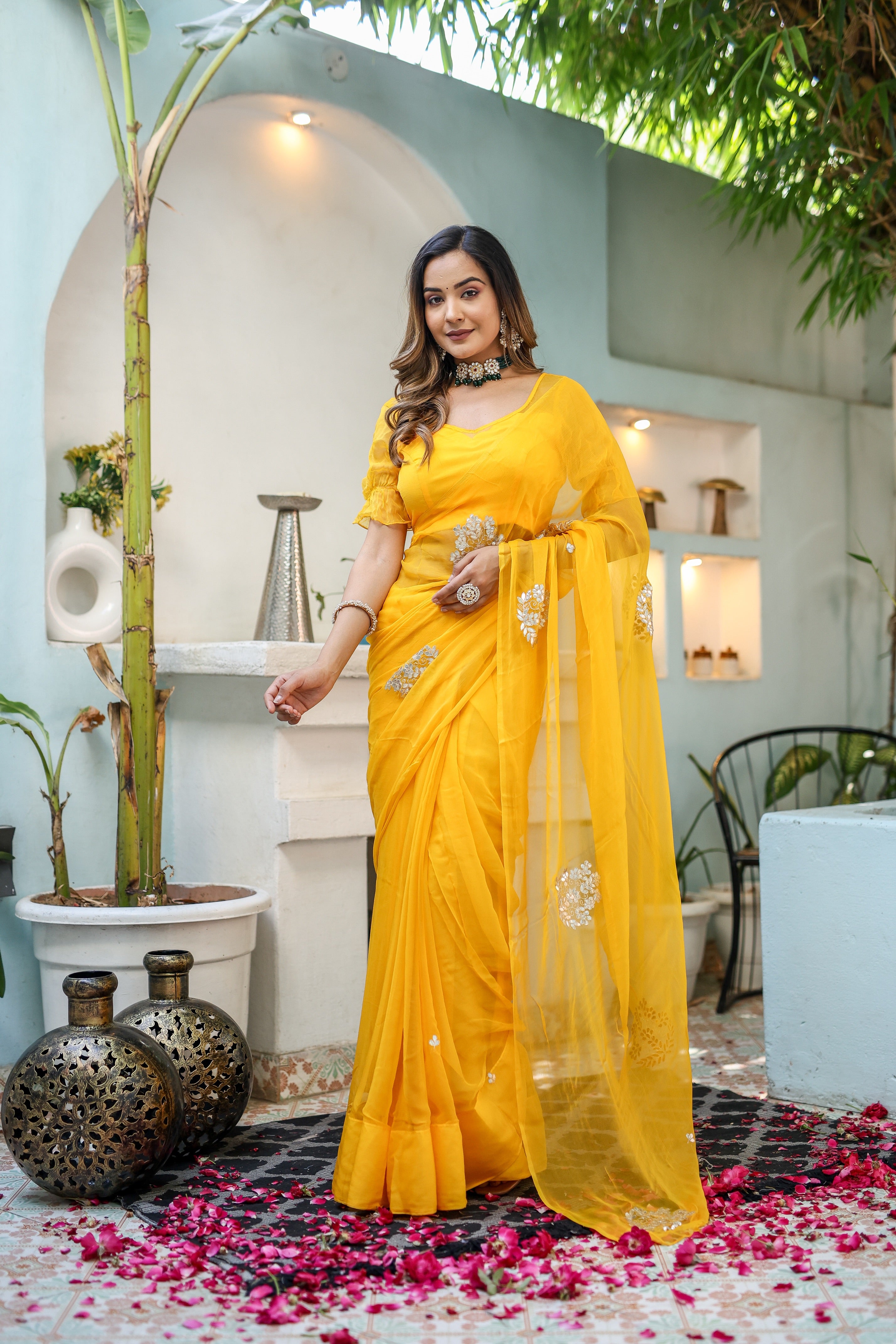 Golden Glow (Gota Embroidered Chiffon Saree)
