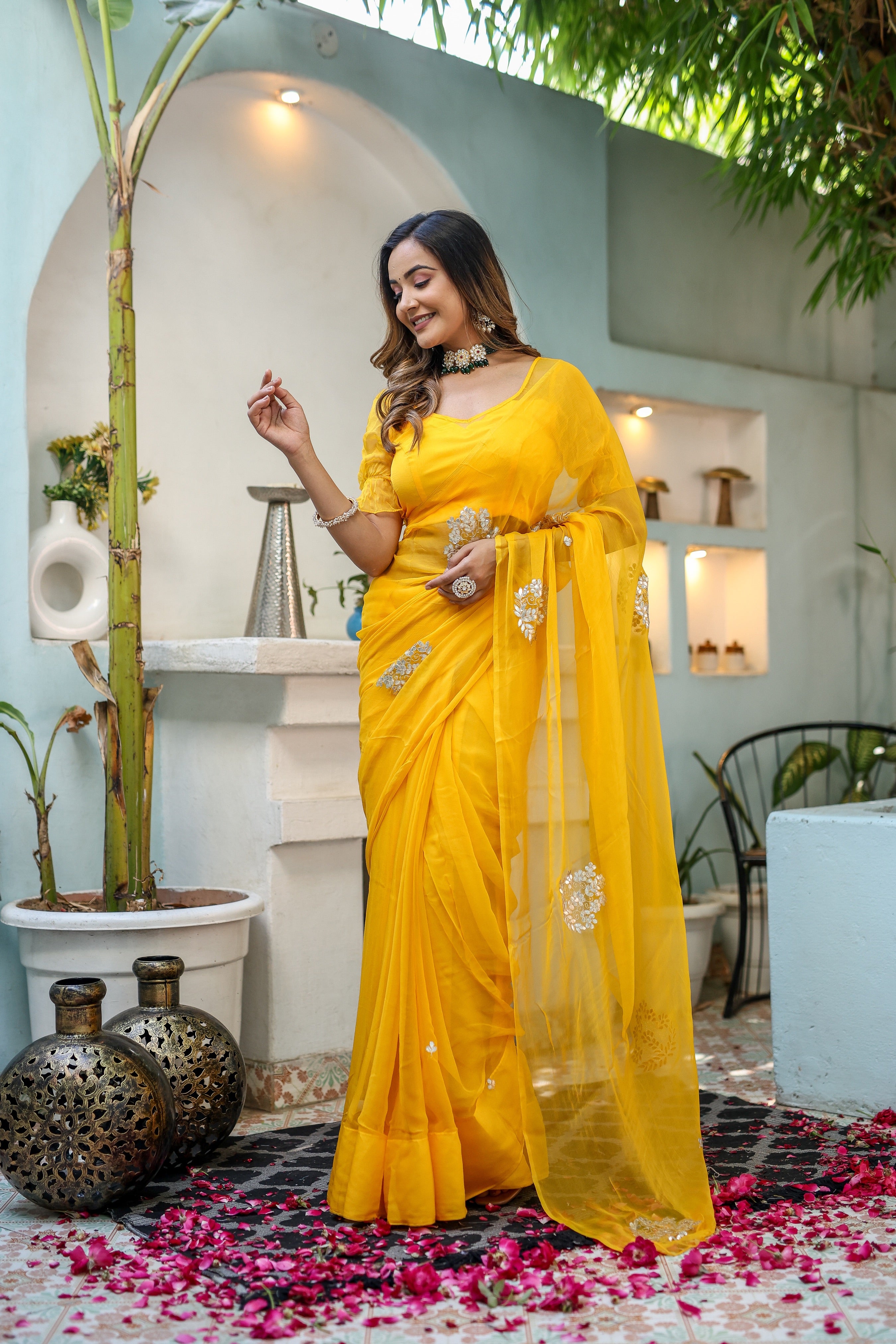Golden Glow (Gota Embroidered Chiffon Saree)
