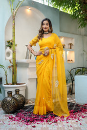 Golden Glow (Gota Embroidered Chiffon Saree)