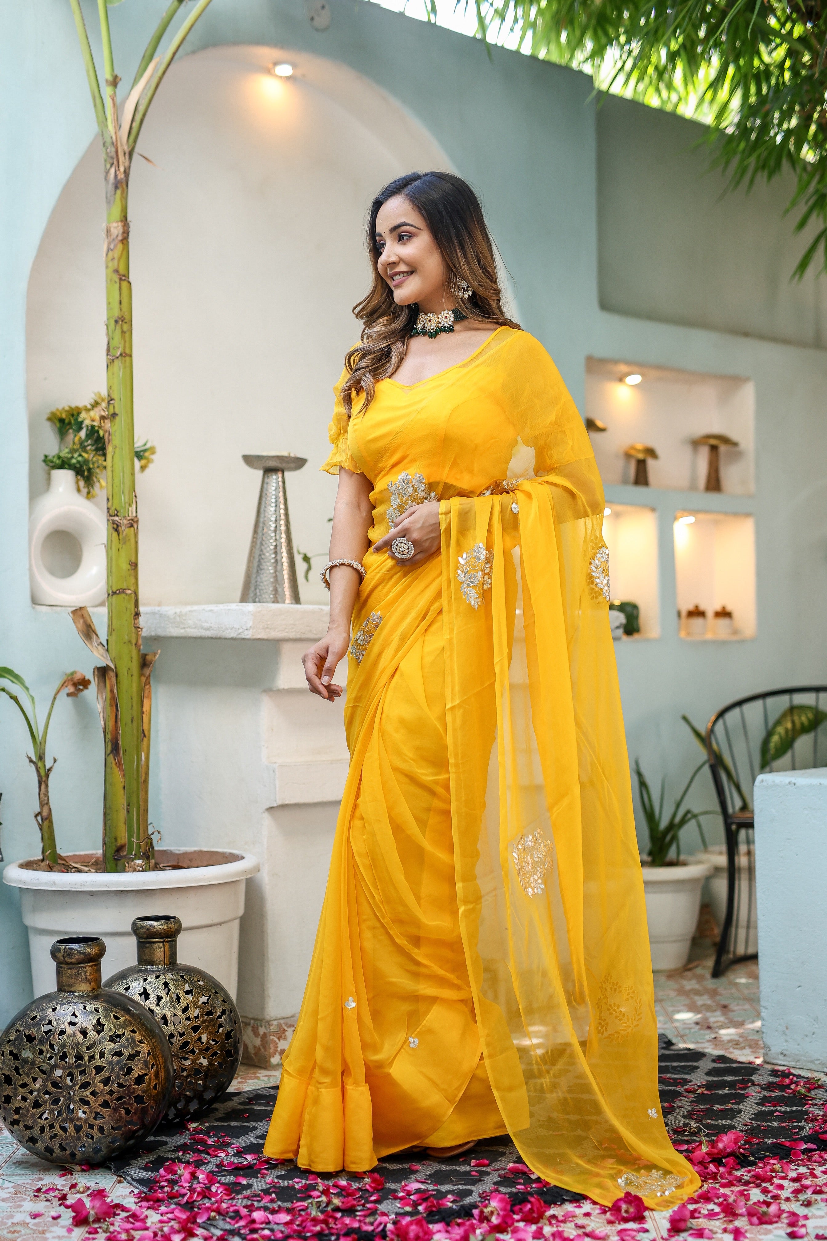Golden Glow (Gota Embroidered Chiffon Saree)