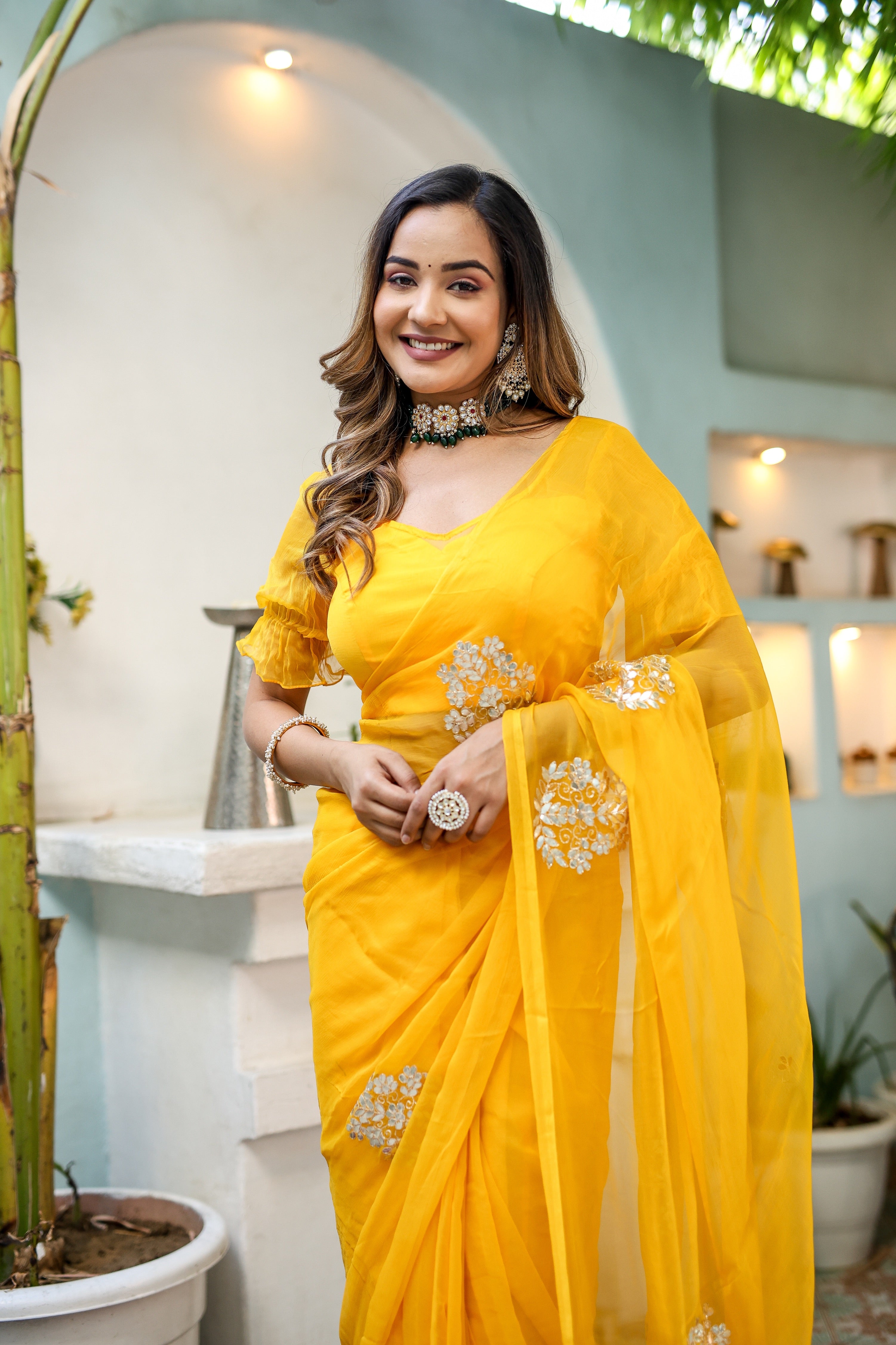 Golden Glow (Gota Embroidered Chiffon Saree)