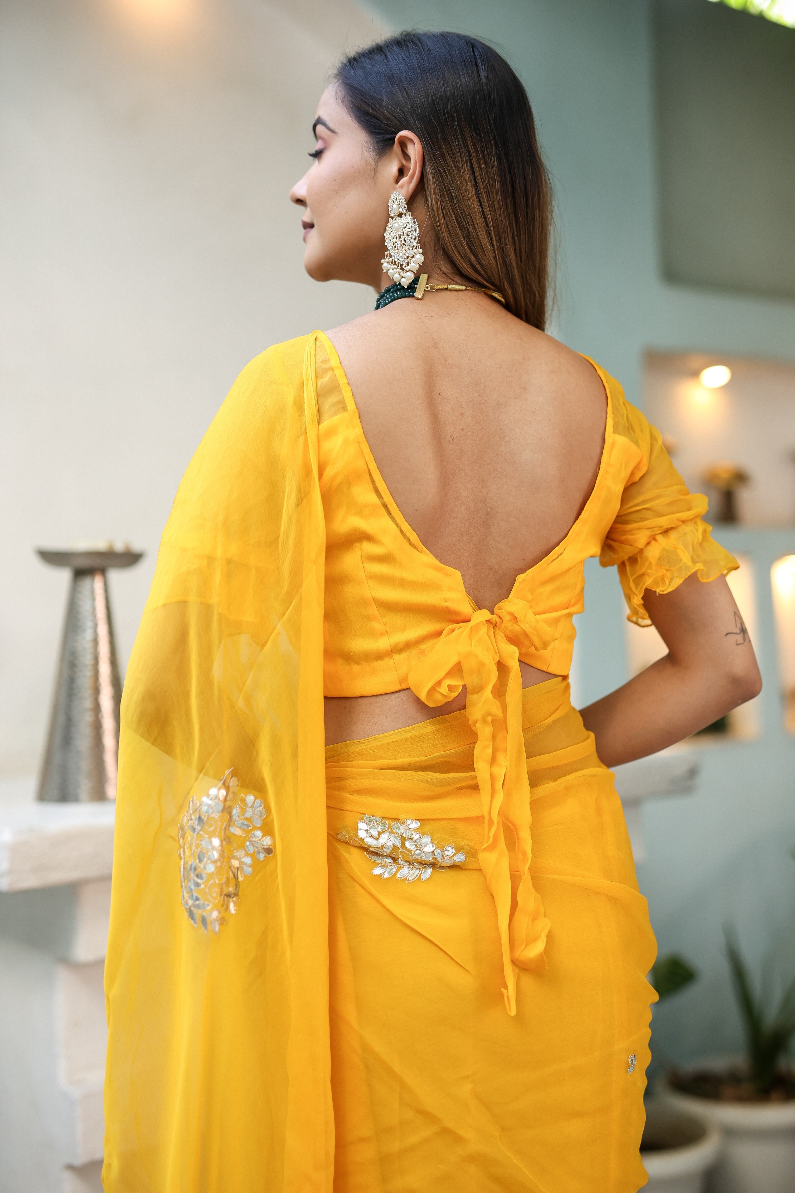Golden Glow (Gota Embroidered Chiffon Saree)