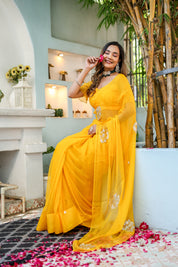 Golden Glow (Gota Embroidered Chiffon Saree)