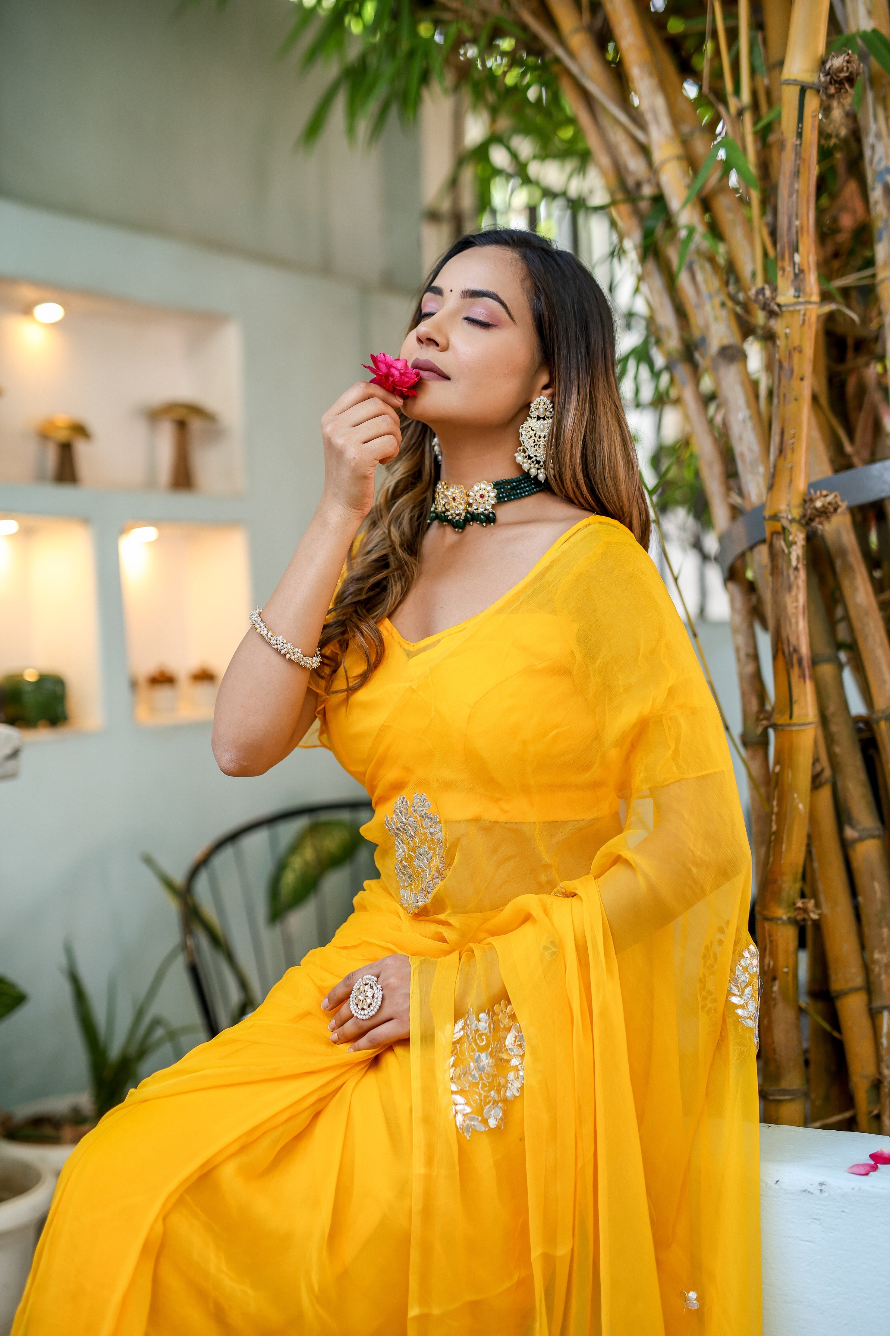 Golden Glow (Gota Embroidered Chiffon Saree)