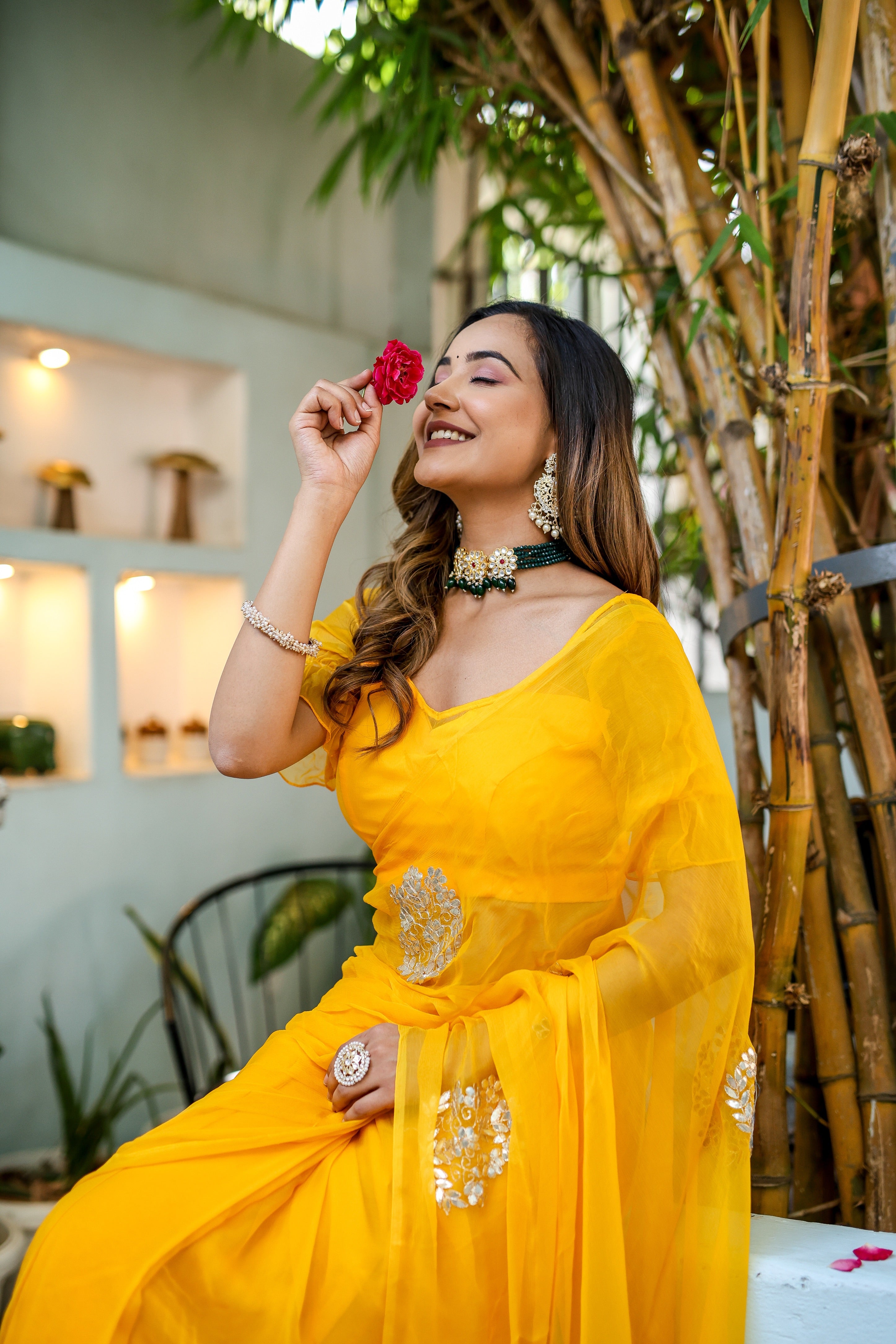 Golden Glow (Gota Embroidered Chiffon Saree)