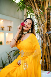 Golden Glow (Gota Embroidered Chiffon Saree)