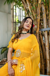 Golden Glow (Gota Embroidered Chiffon Saree)