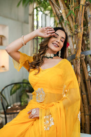 Golden Glow (Gota Embroidered Chiffon Saree)