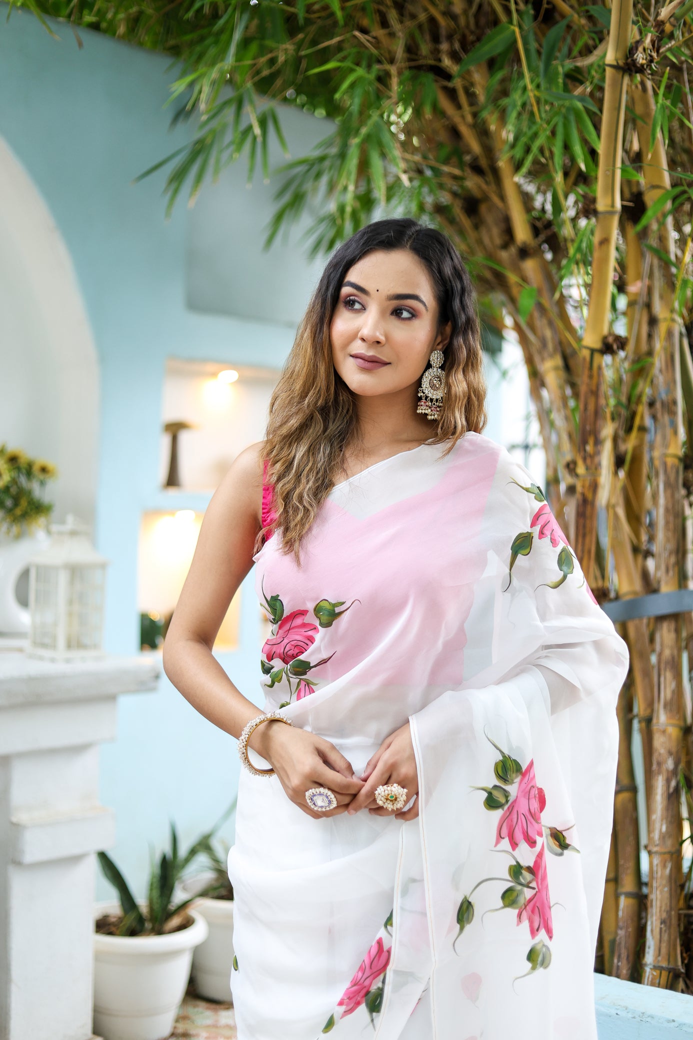 Pure Grace Handpainted Saree (Organza white handpainted saree)