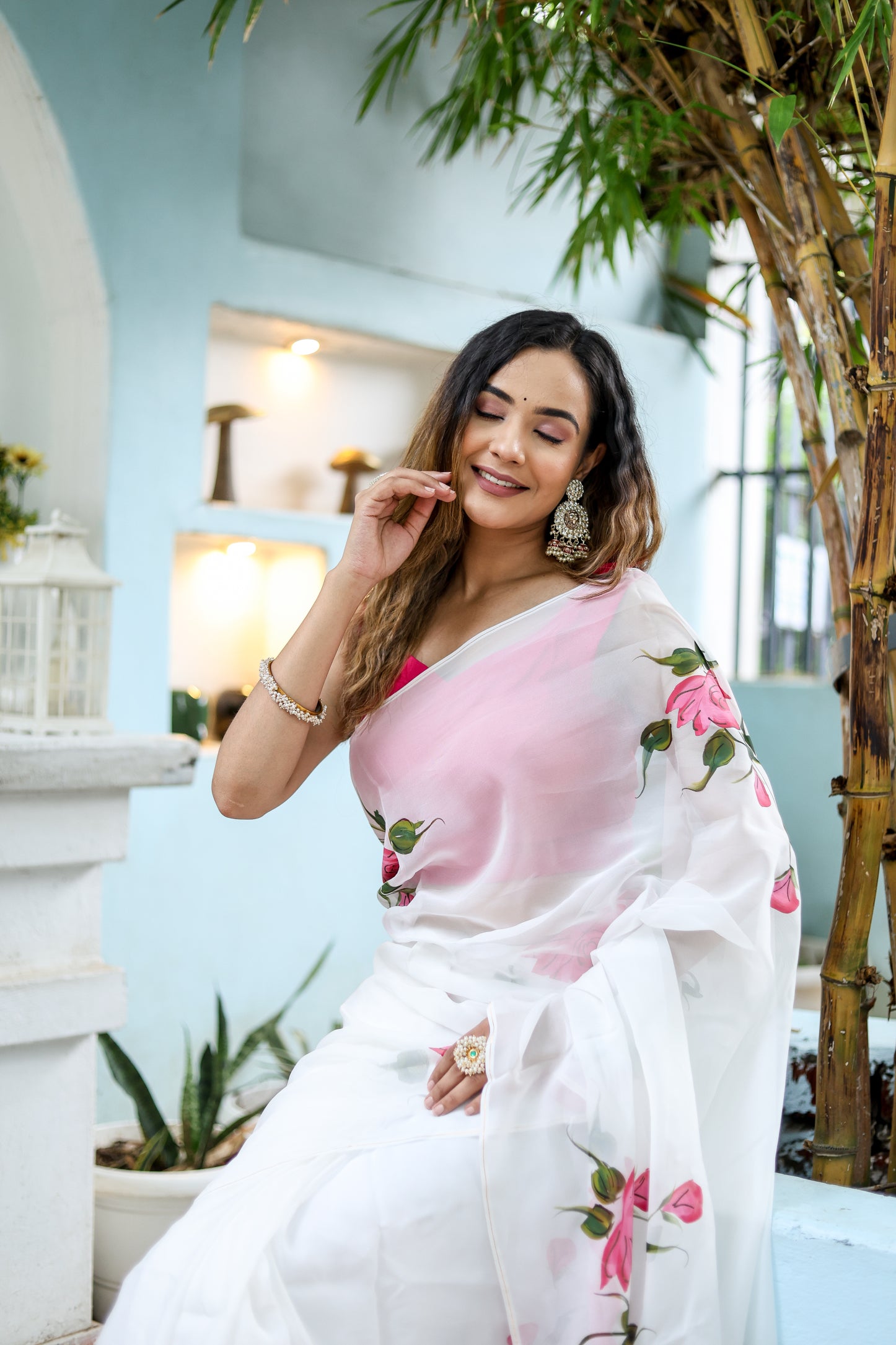 Pure Grace Handpainted Saree (Organza white handpainted saree)