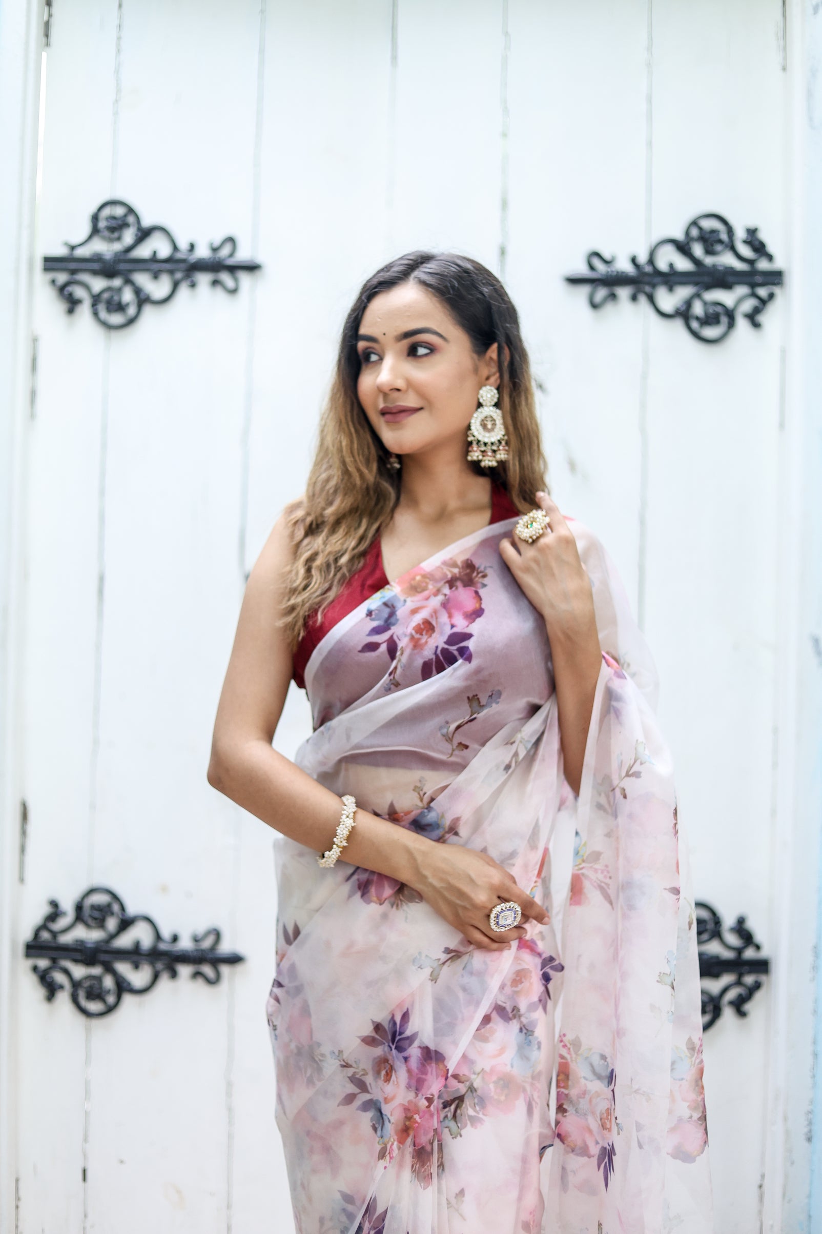 Floral Whispers Organza Saree (Printed Organza Saree)