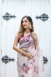 Floral Whispers Organza Saree (Printed Organza Saree)