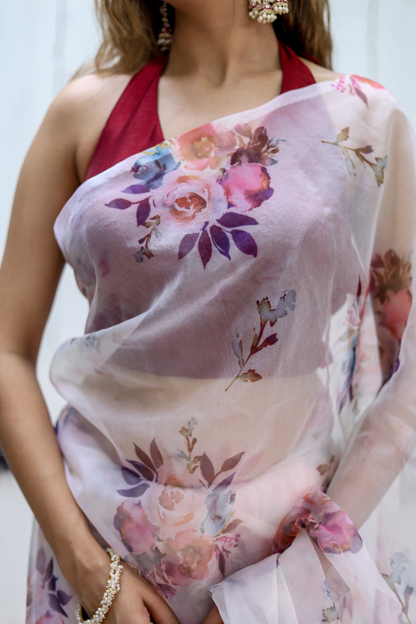 Floral Whispers Organza Saree (Printed Organza Saree)