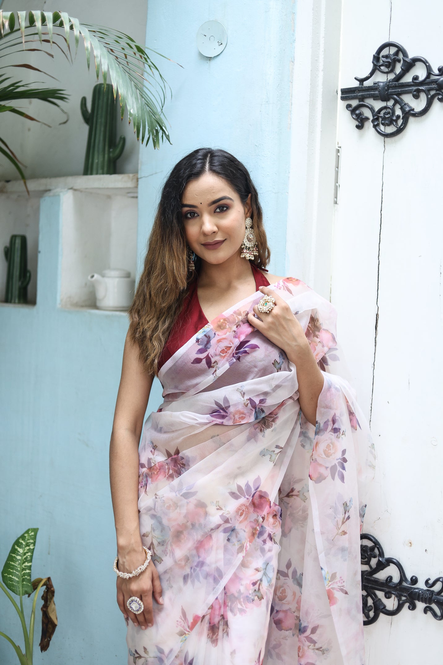 Floral Whispers Organza Saree (Printed Organza Saree)