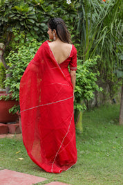 Cherry Blossom Beauty (Organza Gota work Saree)