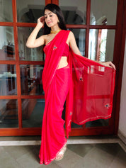 Sharon Select (Handwork Red Chiffon Saree)