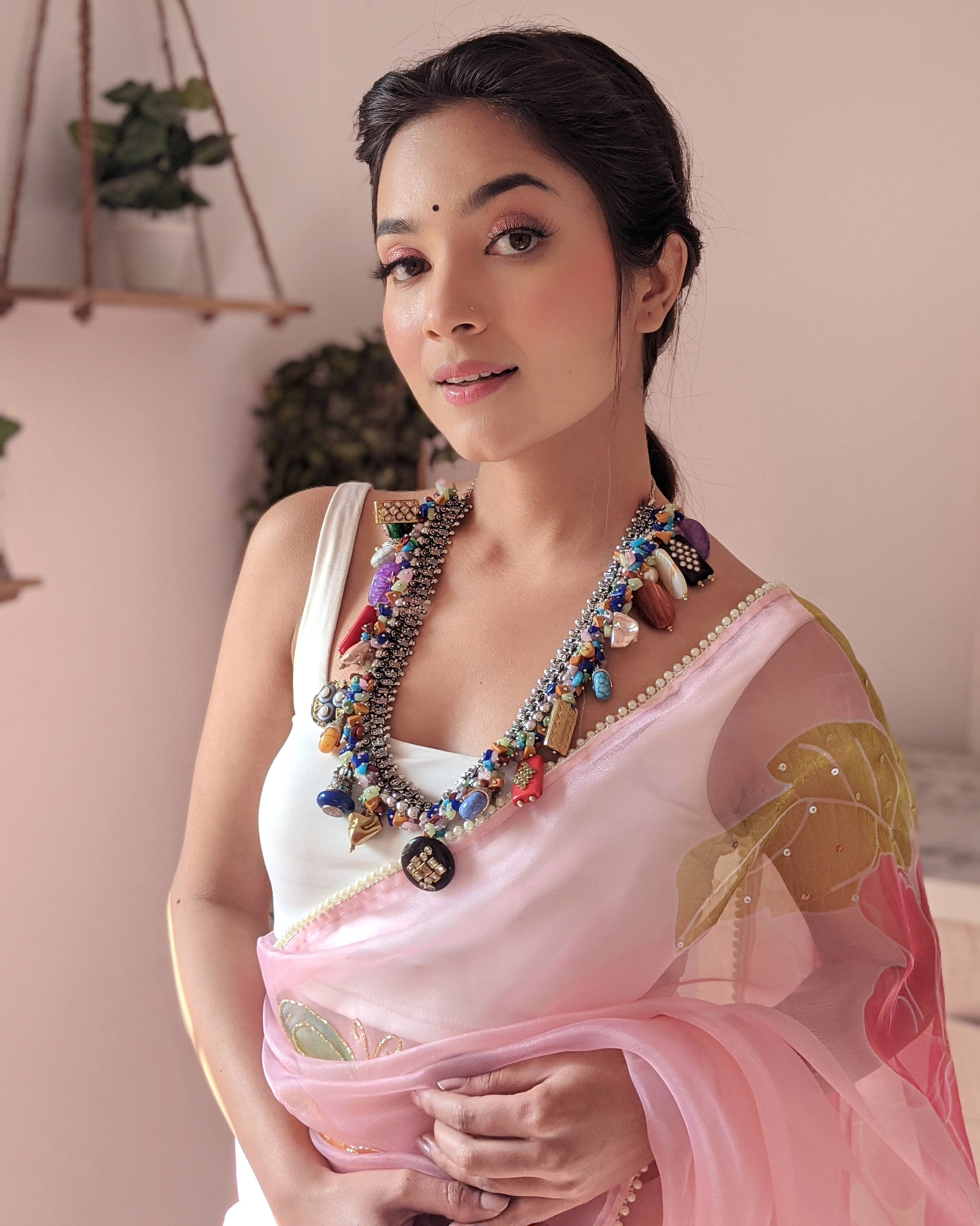 Blush Vibe (Pure Organza Hand Painted Saree)