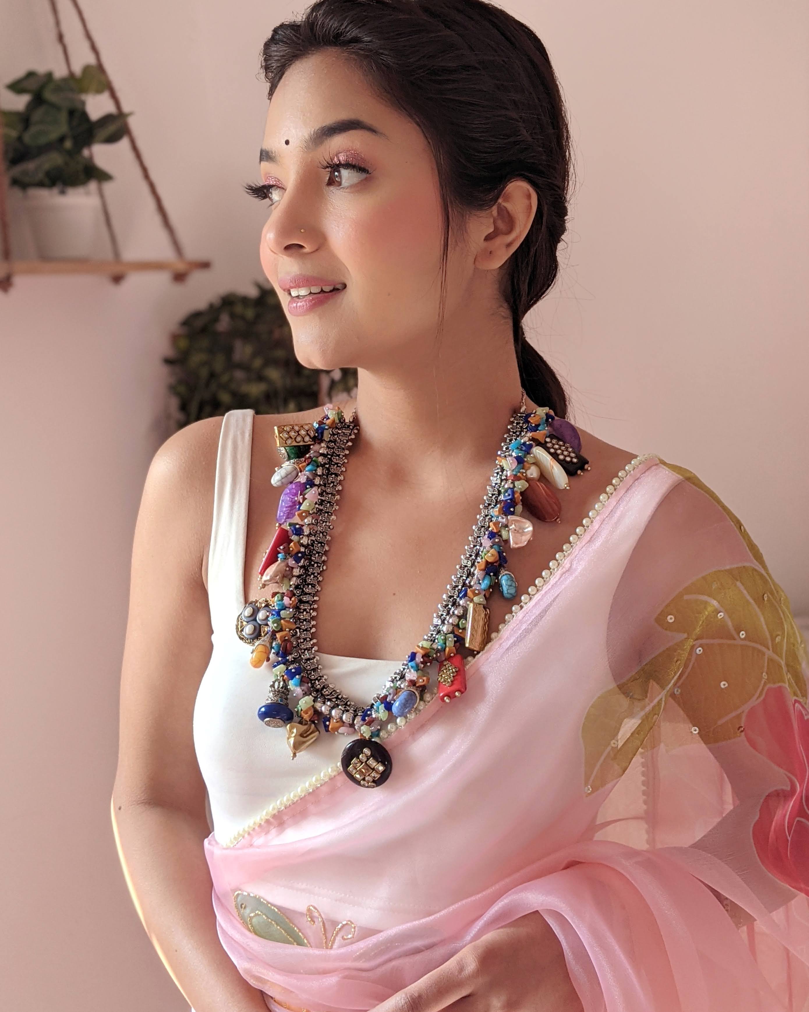 Blush Vibe (Pure Organza Hand Painted Saree)