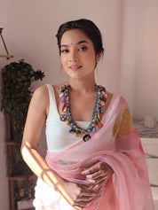 Blush Vibe (Pure Organza Hand Painted Saree)