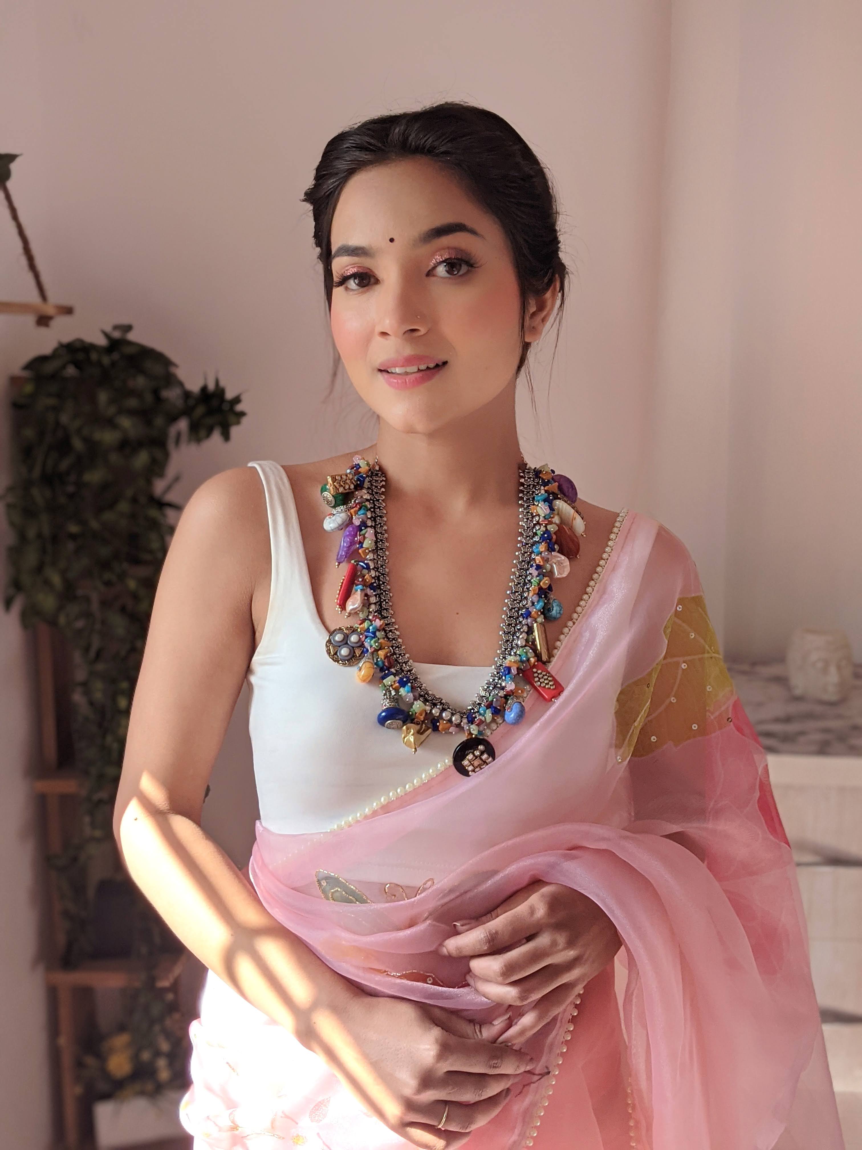 Blush Vibe (Pure Organza Hand Painted Saree)