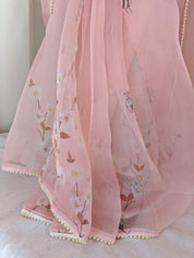 Blush Vibe (Pure Organza Hand Painted Saree)
