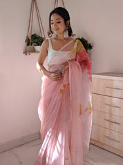 Blush Vibe (Pure Organza Hand Painted Saree)