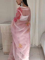 Blush Vibe (Pure Organza Hand Painted Saree)