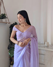 Bouquet of Lavender (Sequins work Chiffon Saree)