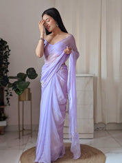 Bouquet of Lavender (Sequins work Chiffon Saree)